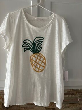 NWT Lauren Conrad Pineapple Embroidered Tee